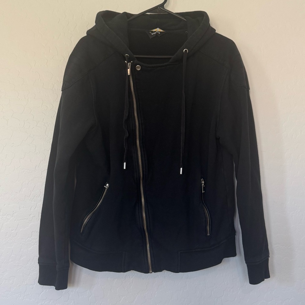 The Kooples Biker sweater with Asymmetrical Zip & Hood size M
